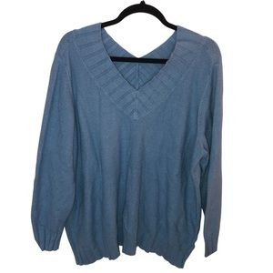 Preowned baby blue v-neck Long sleeve baggy knitted sweater